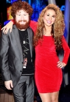 LOS ANGELES, CA - DECEMBER 02:  Casey Abrams and Hailey Reinhart attending The 4th Annual Holiday Tree Lighting At L.A. LIVE on December 2, 2011 in Los Angeles, California.  (Photo by Todd Oren/WireImage) *** Local Caption *** Casey Abrams;Hailey Reinhart;
