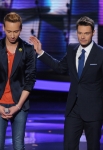 AMERICAN IDOL: Devin Velez (L) is eliminated on AMERICAN IDOL airing Thursday, March 28 (8:00-9:00 PM ET/PT) on FOX. Also pictured: Ryan Seacrest (R). CR: Michael Becker / FOX. Copyright: FOX.