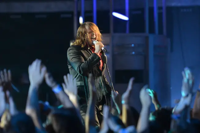 AMERICAN IDOL XIII: Caleb Johnson performs on AMERICAN IDOL XIII at the NOKIA THEATRE L.A. LIVE airing Tuesday, May 20 (8:00-10:00 PM ET / PT) on FOX. CR: Michael Becker / FOX. Copyright 2014 / FOX Broadcasting.