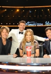 AMERICAN IDOL XIII: L-R: Keith Urban, yan Seacrest, Jennifer Lopez, and Harry Conicck, Jr, on AMERICAN IDOL XIII at the NOKIA THEATRE L.A. LIVE airing Tuesday, May 20 (8:00-10:00 PM ET / PT) on FOX. CR: Michael Becker / FOX. Copyright 2014 / FOX Broadcasting.