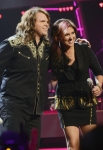 AMERICAN IDOL XIII: L-R: Caleb Johnson and Jessica Meuse perform on AMERICAN IDOL XIII airing Thursday, April 30 (8:00-10:00 PM ET / PT) on FOX. CR: Michael Becker / FOX. Copyright 2014 / FOX Broadcasting.