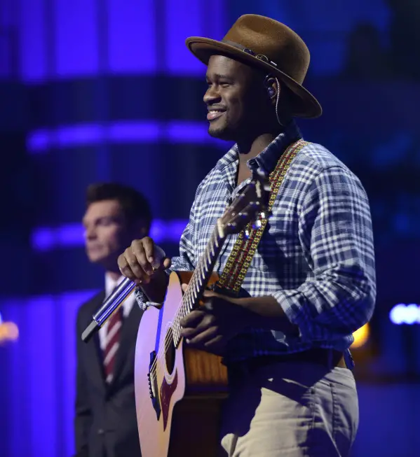AMERICAN IDOL XIII: C.J. Harris performs in front of the judges on Wednesday, Feb. 19 (8:00-10:00 PM ET / PT) on FOX. CR: Michael Becker / FOX. Copyright 2014 / FOX Broadcasting.