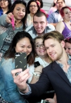 FOX 2014 FANFRONT: GLEE cast member Chord Overstreet takes a fan selfie during the FOX 2014 FANFRONT event at The Beacon Theatre in NY on Monday, May 12. CR: Ben Hider/FOX. Â©2014 FOX BROADCASTING.