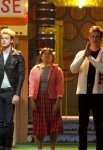 GLEE: New Directions perform in the "Glease" episode of GLEE airing Thursday, Nov. 15 (9:00-10:00 PM ET/PT) on FOX. Pictured L-R: Becca Tobin, Chord Overstreet, Jenna Ushkowitz, Blake Jenner and Melissa Benoist. ©2012 Fox Broadcasting Co. CR: Adam Rose/FOX