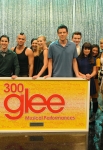 GLEE: The cast of GLEE is presented witha plaque for the 300ths musical performances on set at Paramount Studios on Wednesday, Oct. 26th. Pictured L-R: Harry Shum Jr., Amber Riley, Damian McGinty, Darren Criss, Mark Salling, Naya Rivera, Heather Morris, Cory Monteith, Chris Colfer, Lea Michele, Jenna Ushkowitz, Dianna Agron, Kevin McHale, Vanessa Lengies, Idina Menzel and Matthew Morrison. Â© Fox Broadcasting Co. Cr: Frank Micelotta/FOX
