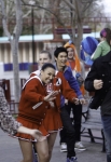 GLEE: Members of the glee club (L-R: Vanessa Lengies, Naya Rivera, Heather Morris, Harry Shum Jr. and Mark Salling) go to an amusement park for senior ditch day in "Big Brother," the Spring Premiere episode of GLEE airing Tuesday, April 10 (8:00-9:00 PM ET/PT) on FOX. ©2012 Fox Broadcasting Co. Cr: Jordin Althaus/FOX