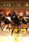 GLEE: Marley (Melissa Benoist, L), Unique (Alex Newell, C) and Tina (Jenna Ushkowitz, R) perform in gym class in the "Britney 2.0" episode of GLEE airing Thursday, Sept. 20 (9:00-10:00 PM ET/PT) on FOX. ©2012 Fox Broadcasting Co. Cr: Adam Rose/FOX