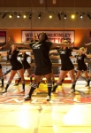 GLEE: Marley (Melissa Benoist, L), Unique (Alex Newell, C) and Tina (Jenna Ushkowitz, R) perform in gym class in the "Britney 2.0" episode of GLEE airing Thursday, Sept. 20 (9:00-10:00 PM ET/PT) on FOX. ©2012 Fox Broadcasting Co. Cr: Adam Rose/FOX