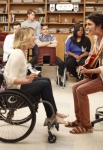 GLEE: Joe (guest star Samuel Larsen, R) sings to Quinn (Dianna Agron, L) in the "Dance With Somebody" episode of GLEE airing Tuesday, April 24 (8:00-9:00 PM ET/PT) on FOX. ©2012 Fox Broadcasting Co. Cr: Beth Dubber/FOX