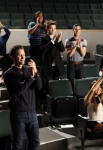 GLEE: The glee club watches Santana and Brittany perform in the "Dance With Somebody" episode of GLEE airing Tuesday, April 24 (8:00-9:00 PM ET/PT) on FOX. Pictured L-R: Cory Monteith, Chord Overstreet (back), Lea Michele, Kevin McHale (back), Matthew Morrison, Amber Riley, Chris Colfer, Darren Criss, Jenna Ushkowitz and Harry Shum Jr. ©2012 Fox Broadcasting Co. Cr: Beth Dubber/FOX