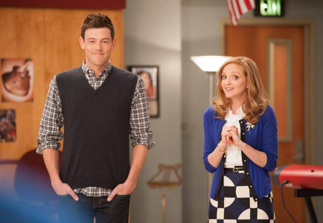 GLEE: Finn (Cory Monteith, L) and Emma (Jayma Mays, R) challenge the glee club to find their inner powerhouses for