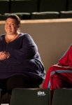 GLEE: Mrs. Rose (Trisha Rae Stahl, L) and Sue (Jane Lynch, R) watch a performance by the glee club in the "Glee, Actually" episode of GLEE airing Thursday, Dec. 13 (9:00-10:00 PM ET/PT) on FOX. ©2012 Fox Broadcasting Co. CR: Eddy Chen/FOX