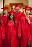 GLEE: The Seniors from McKinley High graduate in the "Goodbye" season finale episode of GLEE airing Tuesday, May 22 (9:00- 10:00 PM ET/PT) on FOX. Pictured L-R: Naya Rivera, Lea Michele, Chris Colfer, Amber Riley, Cory Monteith, Harry Shum Jr., Mark Salling and Dianna Agron. Â©2012 Fox Broadcasting Co. CR: Adam Rose/FOX