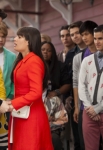 GLEE: Finn (Cory Monteith, L) and the glee club send Rachel (Lea Michele, C) off to New York in the in the "Goodbye" season finale episode of GLEE airing Tuesday, May 22 (9:00- 10:00 PM ET/PT) on FOX. Also pictured L-R: Chord Overstreet, Amber Riley, Samuel Larsen, Damian McGuinty, Harry Shum Jr., Darren Criss, Mark Salling and Chris Colfer. Â©2012 Fox Broadcasting Co. CR: Adam Rose/FOX