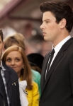 GLEE: Finn (Cory Monteith, R) is heart broken in the "Goodbye" season finale episode of GLEE airing Tuesday, May 22 (9:00- 10:00 PM ET/PT) on FOX. Also pictured: Matthew Morrison and Jayma Mays. Â©2012 Fox Broadcasting Co. CR: Adam Rose/FOX