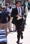 GLEE: Finn (Cory Monteith) follows Rachel's train as she heads to New York in the "Goodbye" season finale episode of GLEE airing Tuesday, May 22 (9:00- 10:00 PM ET/PT) on FOX. Â©2012 Fox Broadcasting Co. CR: Adam Rose/FOX