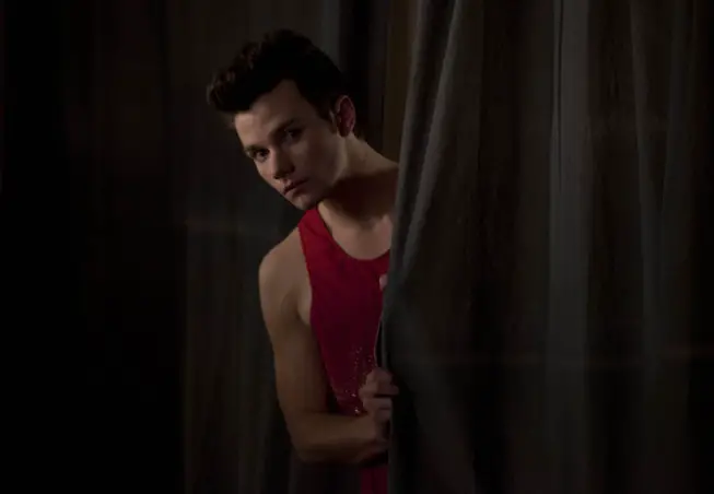 GLEE: Kurt (Chris Colfer) in the "Guilty Pleasures" episode of GLEE airing Thursday, March 21 (9:00-10:00 PM ET/PT) on FOX. Â©2013 Fox Broadcasting Co. CR: Adam Rose/FOX