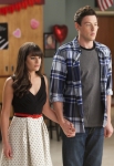 GLEE: Rachel (Lea Michele, L) and Finn (Cory Monteith, R) announce their engagement to the class in the "Heart" episode of GLEE airing Tuesday, Feb. 14 (8:00-9:00 PM ET/PT) on FOX. ©2012 Fox Broadcasting Co. CR: Adam Rose/FOX