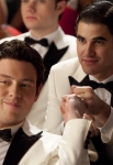 GLEE: Finn (Cory Monteith, L) and Blaine (Darren Criss, R) observe the competition in the "Hold on to Sixteen" episode of GLEE airing Tuesday, Dec. 6 (8:00-9:00 PM ET/PT) on FOX. ©2011 Fox Broadcasting Co. Cr: Adam Rose/FOX