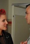 GLEE: Quinn (Dianna Agron, L) chats with Puck (Mark Salling, R) in the "I Am Unicorn" episode of GLEE airing Tuesday, Sept. 27 (8:00-9:00 PM ET/PT) on FOX. Â©2011 Fox Broadcasting Co. Cr: Mike Yarish/FOX