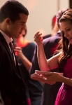 GLEE: Jake (Jacob Artist, L) gives Marley (Melissa Benoist, R) a Valentine's gift in the "I Do" episode of GLEE airing Thursday, Feb. 14 (9:00-10:00 PM ET/PT) on FOX. ©2013 Fox Broadcasting Co. CR: Adam Rose/FOX