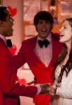 GLEE: Jake (Jacob Artist, L) and Ryder (Blake Jenner, C) perform for Marley (Melissa Benoist, R) in the "I Do" episode of GLEE airing Thursday, Feb. 14 (9:00-10:00 PM ET/PT) on FOX. ©2013 Fox Broadcasting Co. CR: Adam Rose/FOX