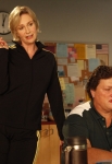 GLEE: Sue (Jane Lynch, L) messes with Coach Beiste (Dot-Marie Jones, R) in the "I Kissed a Girl" episode of GLEE airing Tuesday, Nov. 29 (8:00-9:00 PM ET/PT) on FOX. ©2011 Fox Broadcasting Co. Cr: Adam Rose/FOX