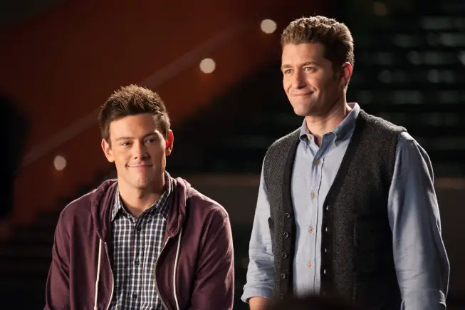GLEE: Finn (Cory Monteith, L) and Will (Matthew Morrison, R) enlist the members of New Directions to 'unplug" and perform acoustic numbers in the "Lights Out" episode of GLEE airing Thursday, April 25 (9:00-10:00 PM ET/PT) on FOX. Â©2013 Fox Broadcasting Co. CR: Eddy Chen/FOX