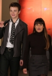 GLEE: Kurt (CHris Colfer, L) and Rachel (Lea Michele, R) sneak into the Vogue.com offices in the "Makeover" episode of GLEE airing Thursday, Sept. 27 (9:00-10:00 PM ET/PT) on FOX. ©2012 Fox Broadcasting Co. Cr: Mike Yarish/FOX