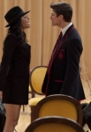 GLEE: Santana (Naya Rivera, second from L) and Sebastian (guest star Grant Gustin, third from L) perform with 2Cellos (Sulic, L and Hauser, R) in the "Michael" episode of GLEE airing Tuesday, Jan. 31 (8:00-9:00 PM ET/PT) on FOX. ©2012 Fox Broadcasting Co. CR: Adam Rose/FOX