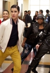 GLEE: L-R: Brittany (Heather Morris), Blaine (Darren Criss), Santana (Naya Rivera), Mercedes (Amber Riley) and Kurt (Chris Colfer) perform in the "Michael" episode of GLEE airing Tuesday, Jan. 31 (8:00-9:00 PM ET/PT) on FOX. ©2012 Fox Broadcasting Co. CR: Adam Rose/FOX