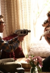 GLEE: Artie (Kevin McHale, L) films Sam (Chord Overstreet, R) and his new dog in the "Old Dog New Tricks" episode of GLEE airing Tuesday, May 6 (8:00-9:00 PM ET/PT) on FOX. ©2014 Fox Broadcasting Co. CR: Mike Yarish/FOX