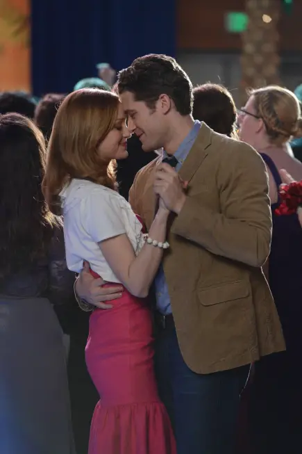 GLEE: Will (Matthew Morrison, R) and Emma (Jayma Mays, L) share a moment in the "Prom-asaurus" episode of GLEE airing Tuesday, May 8 (8:00-9:00 PM ET/PT) on FOX. ©2012 Fox Broadcasting Co. Cr: Mike Yarish/FOX