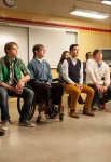 GLEE: Tina (Jenna Ushkowitz, R) asks one of the glee club members to the school dance in the