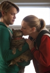 GLEE: Sam (Chord Overstreet, L) and Brittany (Heather Morris, R) care for Lord Tubbington in the "Shooting Star" episode of GLEE airing Thursday, April 11 (9:00-10:00 PM ET/PT) on FOX. ©2013 Fox Broadcasting Co. CR: Adam Rose/FOX