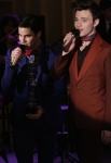GLEE: Blaine (Darren Criss, L) and Kurt (Chris Colfer, R) perform in the "Back-Up Plan" episode of GLEE airing Tuesday, April 29 (8:00-9:00 PM ET/PT) on FOX. ©2014 Fox Broadcasting Co. CR: Tyler Golden/FOX