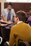 GLEE: Finn (Cory Monteith, L) seeks advice from Artie (Kevin McHale, third from L), Mike (Harry Shum Jr., second from L) and Mercedes (Amber Riley, R) in the "The Role You Were Born to Play" episode of GLEE airing Thursday, Nov. 8 (9:00-10:00 PM ET/PT) on FOX. ©2012 Fox Broadcasting Co. Cr: Beth Dubber/FOX