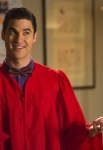 GLEE: Blaine (Darren Criss) tries on his graduation gown in the "Trio" episode of GLEE airing Tuesday, March 4 (8:00-9:00 PM ET/PT) on FOX. ©2014 Fox Broadcasting Co. CR: Adam Rose/FOX