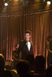 GLEE: (L-R): Dani (guest star Demi Lovato), Kurt (Chris Colfer) and Elliott (guest star Adam Lambert) perform in the "Trio" episode of GLEE airing Tuesday, March 4 (8:00-9:00 PM ET/PT) on FOX. ©2014 Fox Broadcasting Co. CR: Adam Rose/FOX