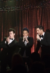 GLEE: (L-R): Kurt (Chris Colfer), Dani (guest star Demi Lovato) and Elliott (guest star Adam Lambert) perform in the "Trio" episode of GLEE airing Tuesday, March 4 (8:00-9:00 PM ET/PT) on FOX. ©2014 Fox Broadcasting Co. CR: Adam Rose/FOX