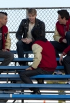GLEE: Sam (Chord Overstreet, C) performs with the guys in the "Yes/No" winter premiere episode of GLEE, airing Tuesday, Jan. 17 (8:00-9:00 PM ET/PT) on FOX. Also pictured L-R: Darren Criss, Mark Salling, Harry Shum Jr., Cory Monteith and Damian McGinty. ©2011 Fox Broadcasting Co. Cr: Adam Rose/FOX