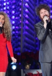 LOS ANGELES, CA - DECEMBER 02: Singers Haley Reinhart (L) and Casey Abrams perform at the 4th Annual Holiday Tree Lighting at L.A. LIVE on December 2, 2011 in Los Angeles, California. (Photo by Jesse Grant/WireImage) *** Local Caption *** Haley Reinhart;Casey Abrams;