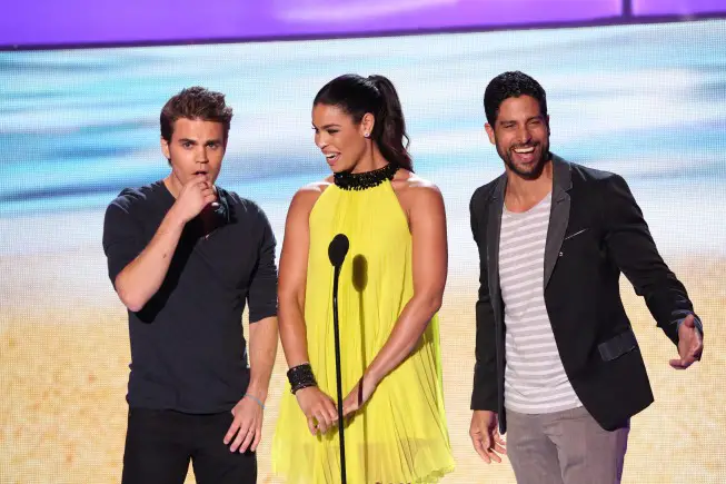 TEEN CHOICE 2012: Presenters Paul Wesley, Jordin Sparks and Adam Rodriguez during the TEEN CHOICE 2012, airing LIVE Sunday, July 22 (8:00-10:00 PM ET live/PT tape-delayed) on FOX at the Gibson Amphitheater, Universal City, CA.  CR: Michael Yarish/FOX