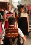 GLEE: L-R: Unique (guest star Alex Newell), Brittany (Heather Morris), Tina (Jenna Ushkowitz) and Blaine (Darren Criss) ask Artie (Kevin McHale, bottom) to pick one of them as the next glee club star in "The New Rachel," the Season Four premiere episode of GLEE airing on a new night and time Thursday, Sept. 13 (9:00-10:00 PM ET/PT) on FOX. ©2012 Fox Broadcasting Co. Cr: Mike Yarish/FOX