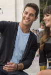 GLEE: Rachel (Lea Michele, R) meets Brody (Dean Geyer, L) in New York in "The New Rachel," the Season Four premiere episode of GLEE airing on a new night and time Thursday, Sept. 13 (9:00-10:00 PM ET/PT) on FOX. ©2012 Fox Broadcasting Co. Cr: David Giesbrecht/FOX