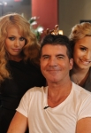 THE X FACTOR: June 11, 2013: L-R: Paulina Rubio, Simon Cowell and Demi Lovato backstage on the THE X FACTOR set in New Orleans. THE X FACTOR airs this Fall on FOX. CR: Ray Mickshaw / FOX. Â© Copyright 2013 / FOX.