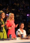 THE X FACTOR: L-R: Demi Lovato, Britney Spears and Simon Cowell on the set of THE X FACTOR airing on FOX. CR: Ray Mickshaw / FOX.