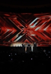 THE X FACTOR: (L-R) Simon Cowell, Paula Abdul, L.A. Reid, Nicole Scherzinger and Steve Jones address the audience at FOX's "The X Factor" World Premiere Screening Event at the Arclight Cinerama Dome on September 14, 2011 in Hollywood, California. The two-night series premiere of THE X FACTOR airs on Wednesday, September 21 (8-10pm ET/PT) and Thursday, September 22 (8-10pm ET/PT) on FOX. (Photo by Mark Davis/PictureGroup)