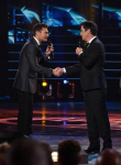 AMERICAN IDOL: Host Ryan Seacrest and special guest Brian Dunkleman open the AMERICAN IDOL Finale airing Thursday, April 7 (8:00-10:06 PM ET Live/PT tape-delayed) on FOX. © 2016 FOX Broadcasting Co. Cr: Ray Mickshaw/FOX