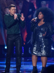 AMERICAN IDOL: Contestant Trent Harmon and Contestant La'Porsha Renae open the AMERICAN IDOL Finale airing Thursday, April 7 (8:00-10:06 PM ET Live/PT tape-delayed) on FOX. © 2016 FOX Broadcasting Co. Cr: Ray Mickshaw/FOX